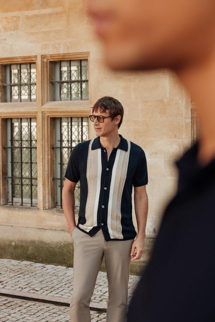 izac Polo chemise boutonné marine