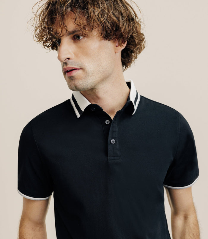Izac Polo Col Boutonné Noir