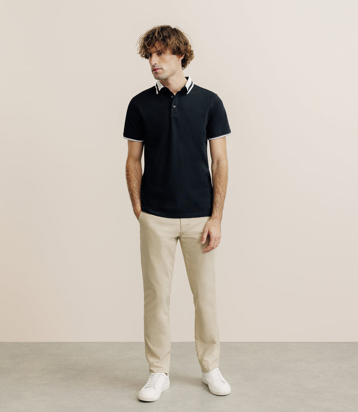 Izac Polo Col Boutonné Noir