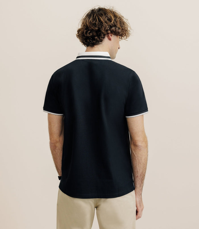 Izac Polo Col Boutonné Noir