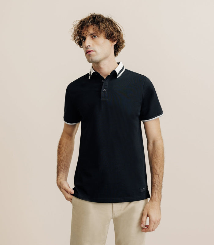 izac Polo col boutonné noir