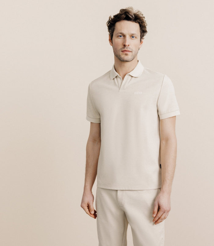 izac Polo col ouvert beige