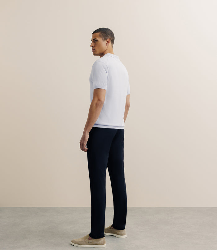 Izac Polo Col Ouvert En Maille Bleu Ciel