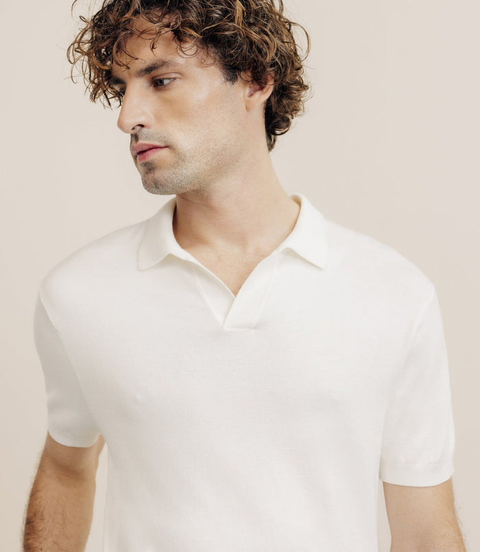 Izac Polo Col Ouvert En Maille écru