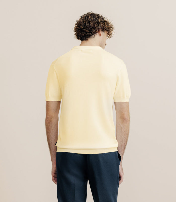 Izac Polo Col Ouvert En Maille Jaune