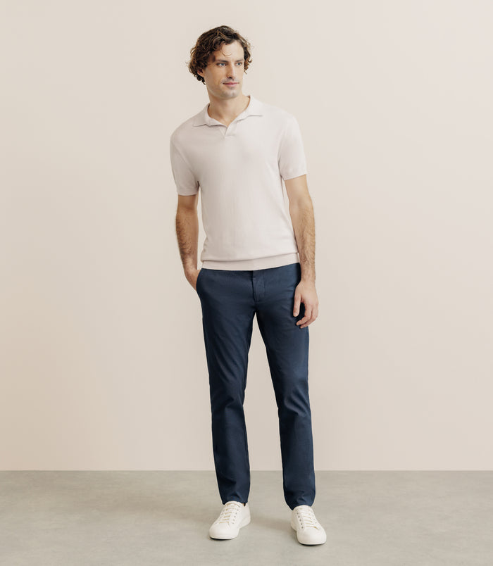 Izac Polo Col Ouvert En Maille Rose