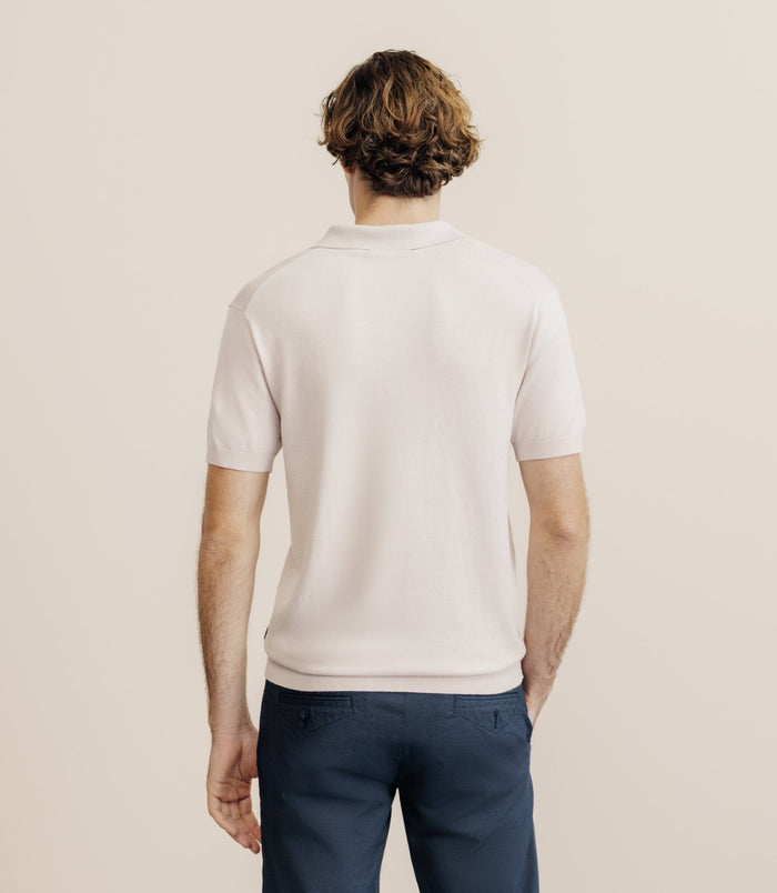 Izac Polo Col Ouvert En Maille Rose