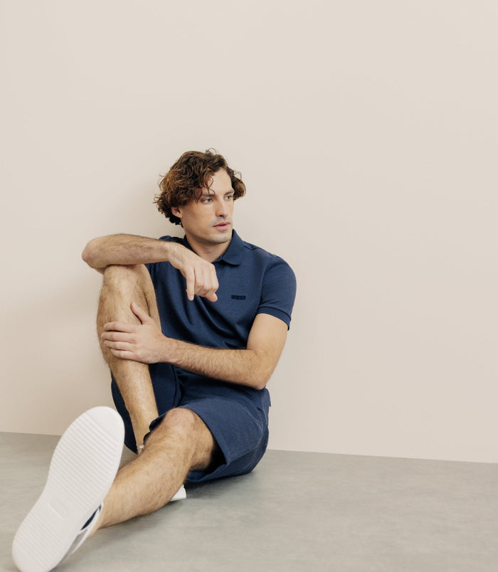 Izac Polo Col Ouvert Marine