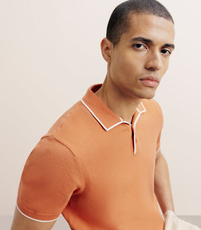Izac Polo Col Ouvert Orange Foncé