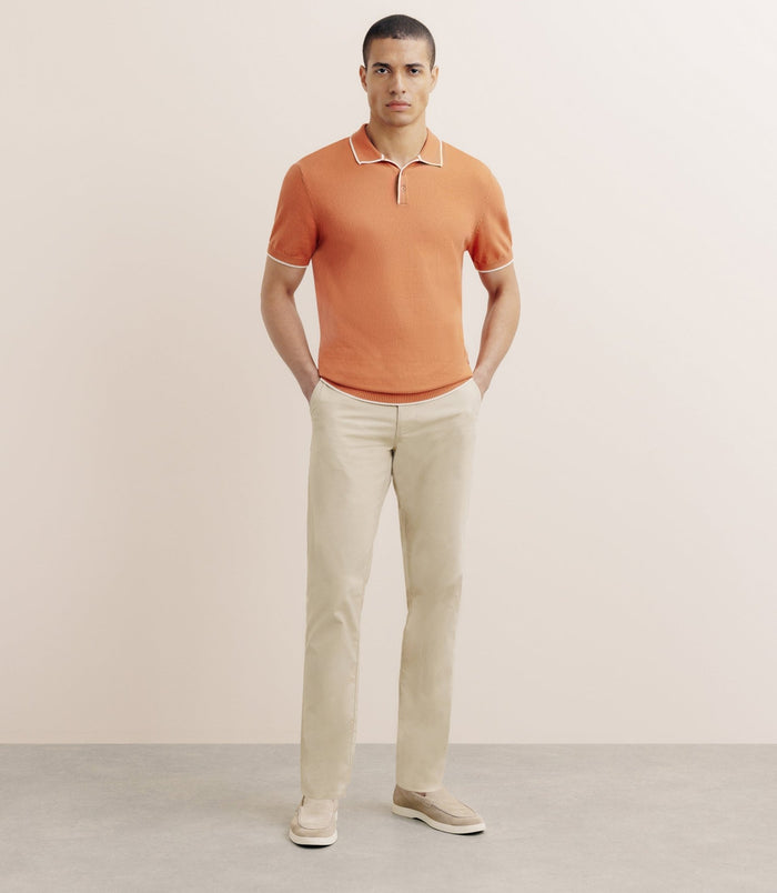 Izac Polo Col Ouvert Orange Foncé