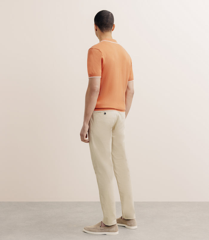 Izac Polo Col Ouvert Orange Foncé