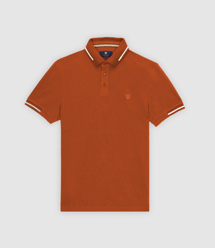 izac Polo col rayé manches courtes orange GREGORY