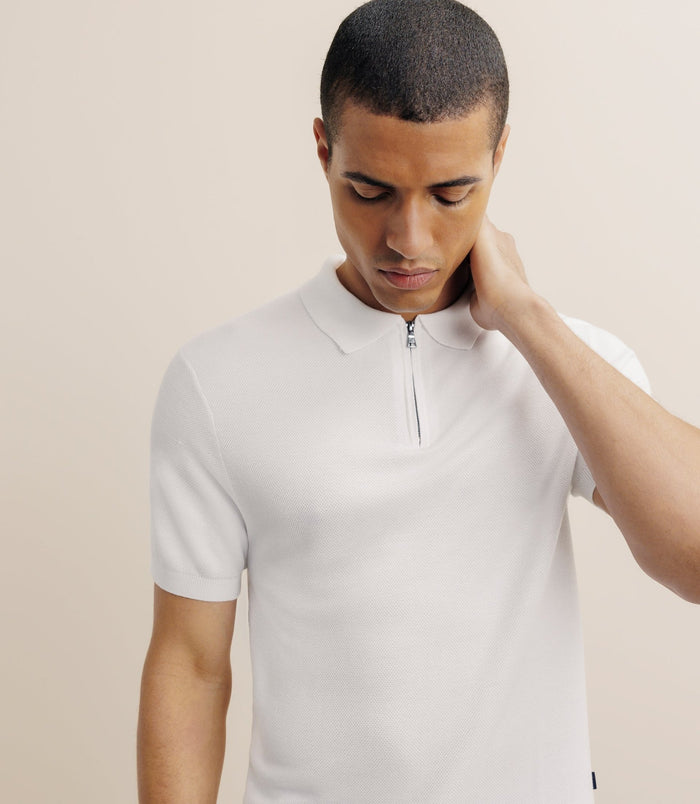 izac Polo col zip écru