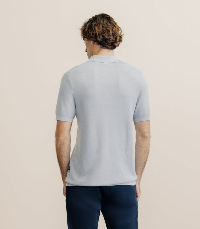 Izac Polo Col Zip Gris Bleu