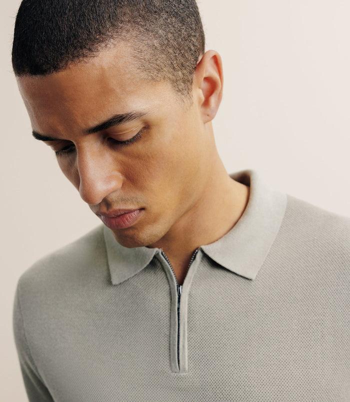 Izac Polo Col Zip Kaki