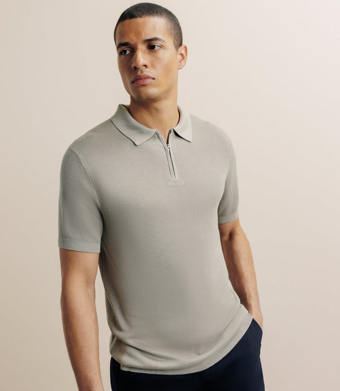 izac Polo col zip kaki