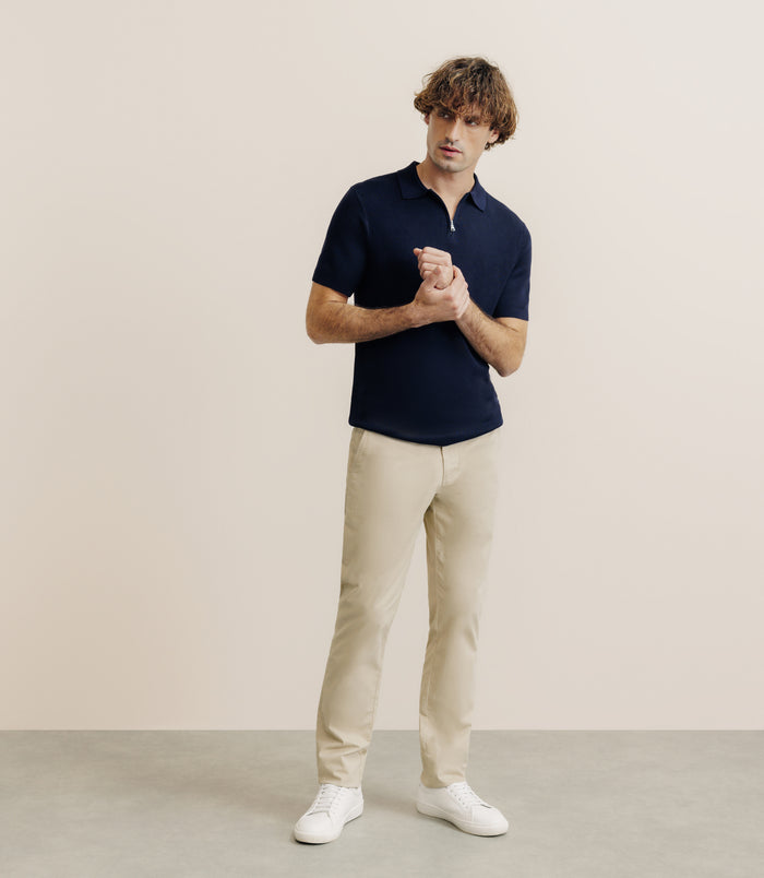 Izac Polo Col Zip Marine