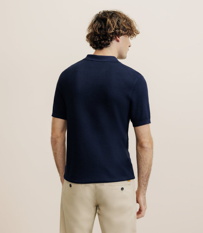 Izac Polo Col Zip Marine