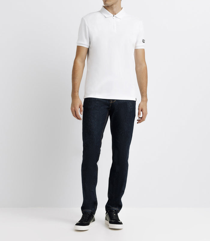 izac Polo col zippé avec patch blanc