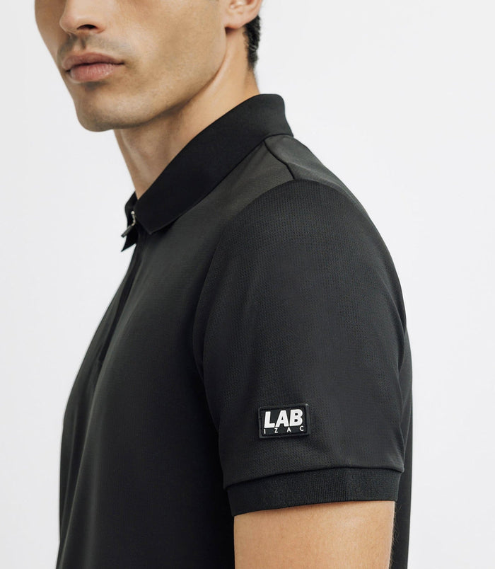Izac Polo Col Zippé Avec Patch Noir
