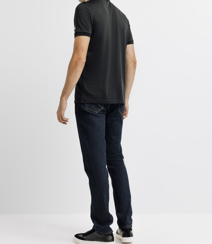 Izac Polo Col Zippé Avec Patch Noir