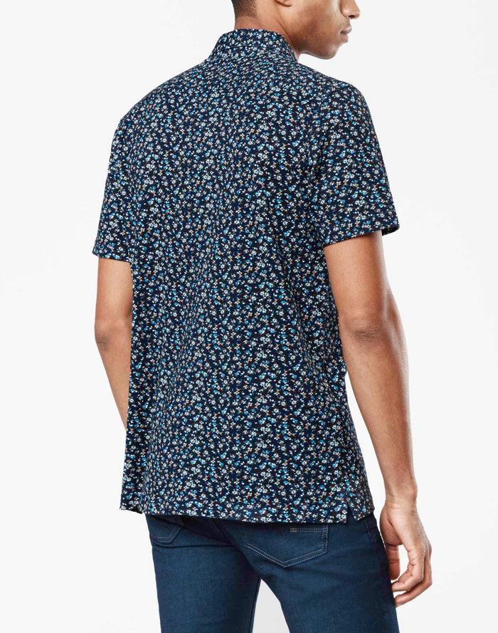 Izac Polo Coton Fleuri Marine