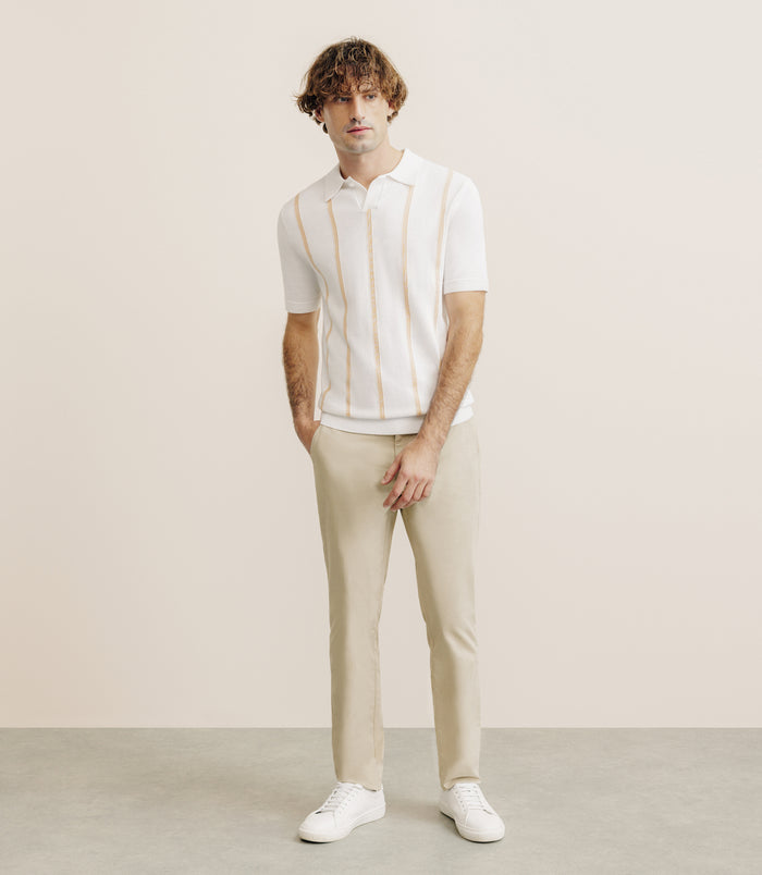 Izac Polo En Maille à Rayures Pêche