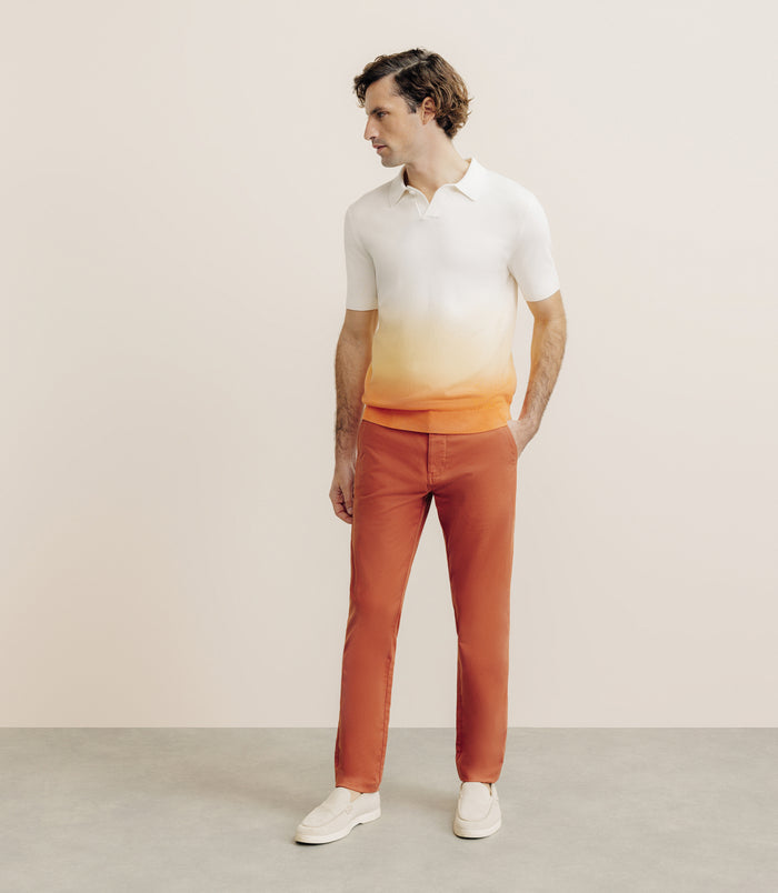 Izac Polo En Maille Dégradé Pêche