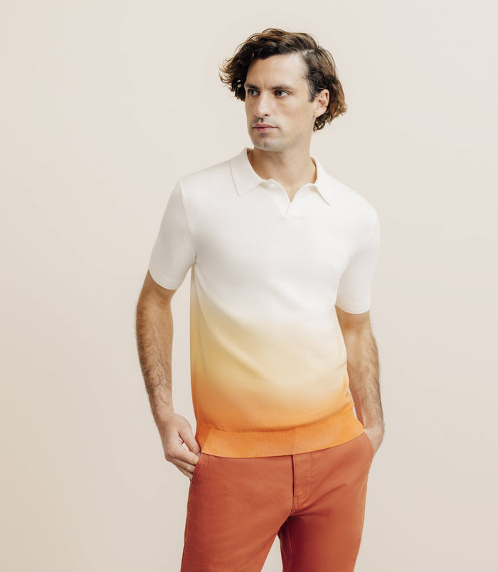 izac Polo en maille dégradé pêche