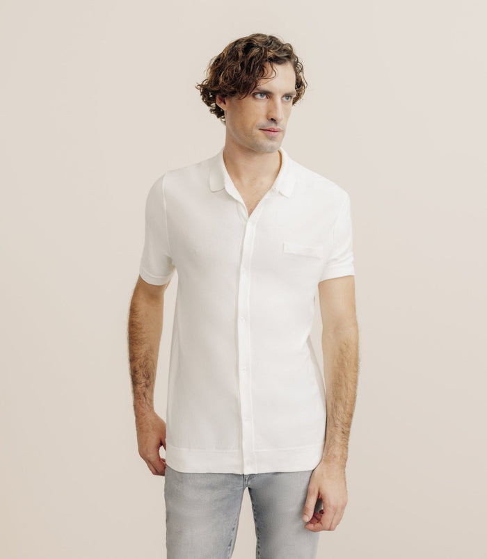 izac Polo en maille écru