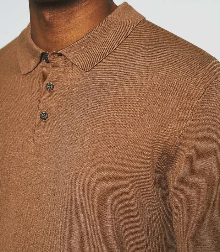 Izac Polo En Maille Manches Longues Camel NEIL