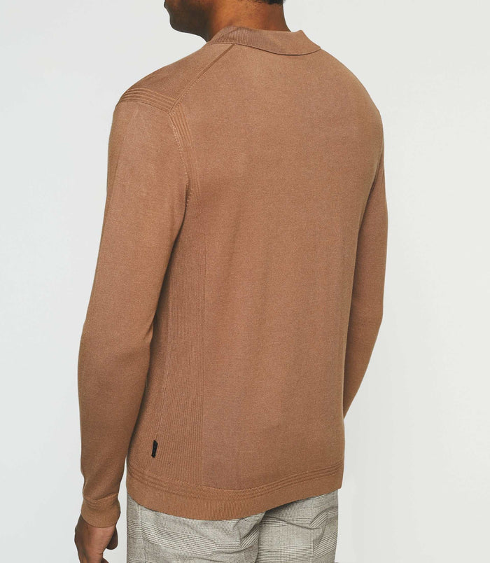 Izac Polo En Maille Manches Longues Camel NEIL