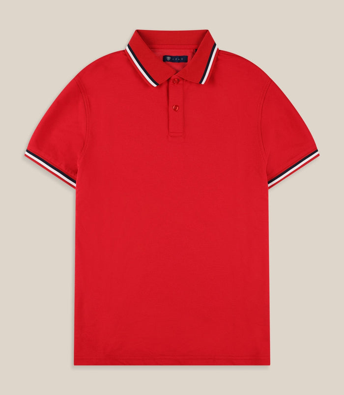 izac Polo en maille piquée rouge