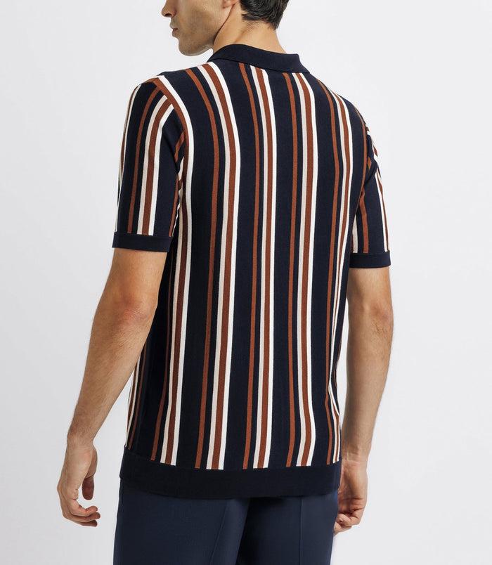 Izac Polo En Maille Rayé Marine