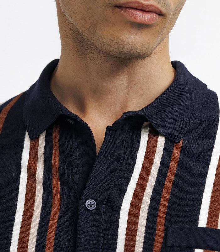 Izac Polo En Maille Rayé Marine
