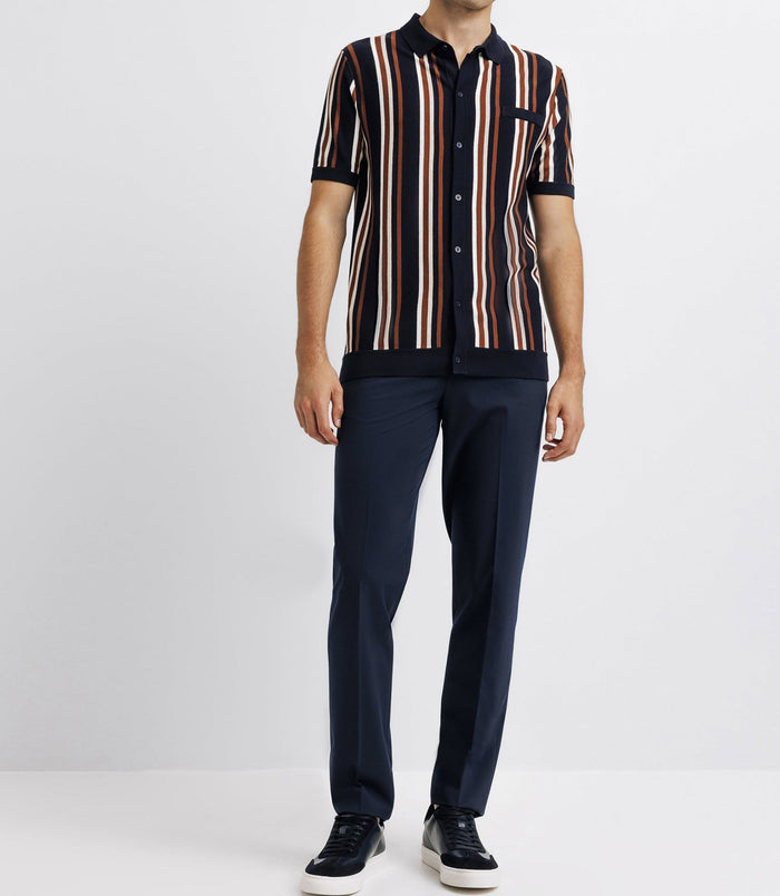 izac Polo en maille rayé marine