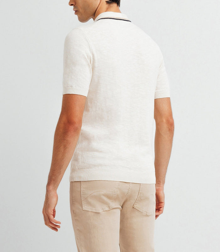 Izac Polo En Maille Uni Ecru