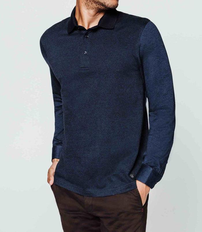 izac Polo fil mouliné marine