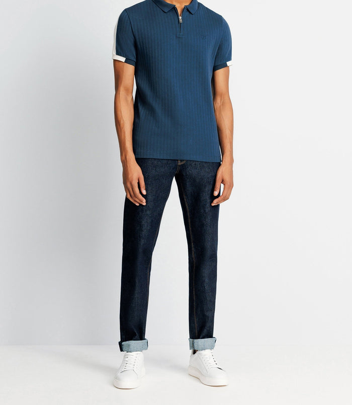 Izac Polo Gravé En Coton Marine
