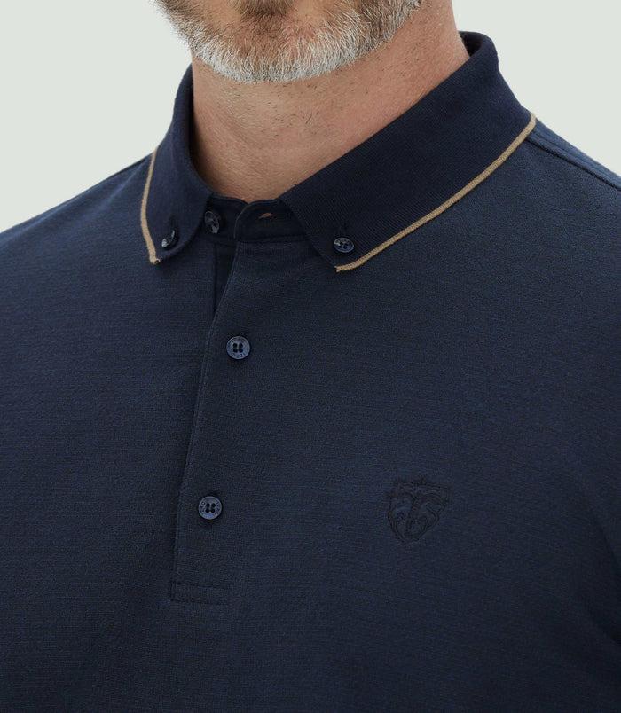 Izac Polo Jacquard Manches Longues Marine "Colin"