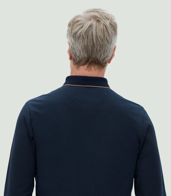 Izac Polo Jacquard Manches Longues Marine "Colin"