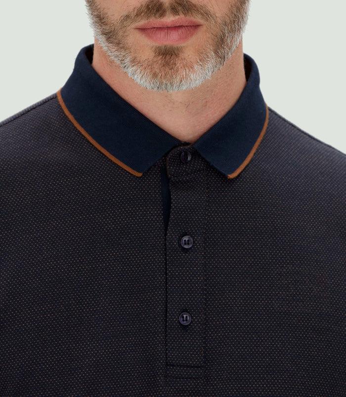 Izac Polo Jacquard Manches Longues Marine "Cris"