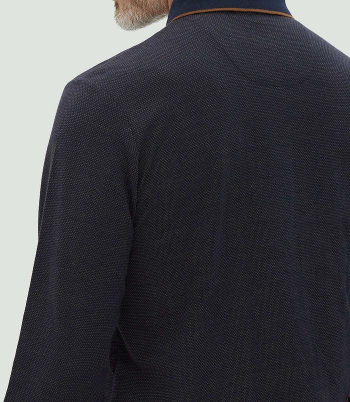 Izac Polo Jacquard Manches Longues Marine "Cris"