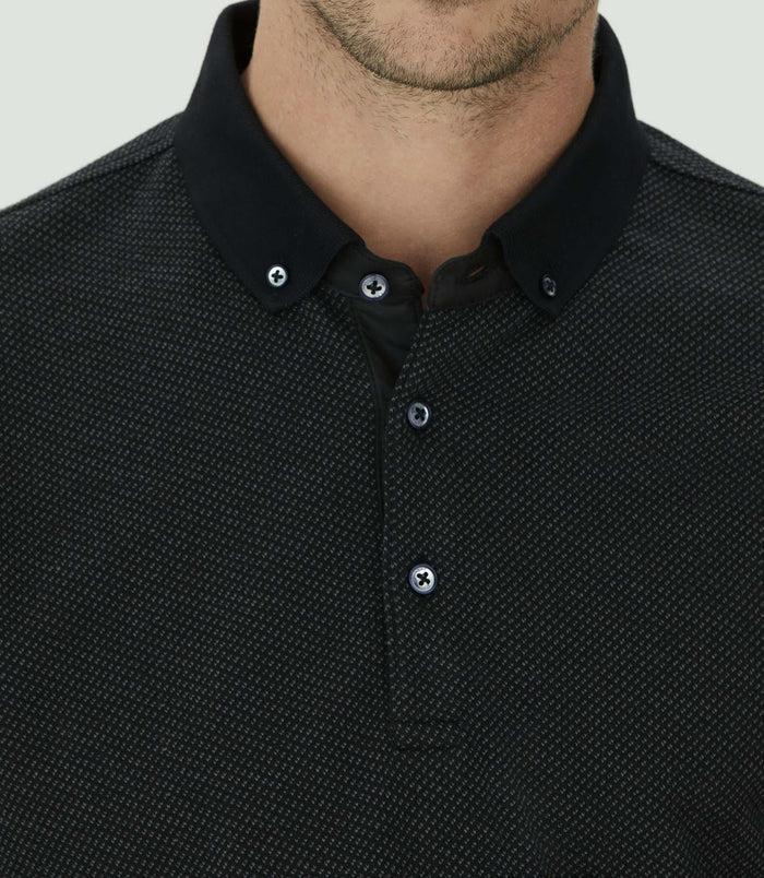 Izac Polo Jacquard Noir "Clovis"