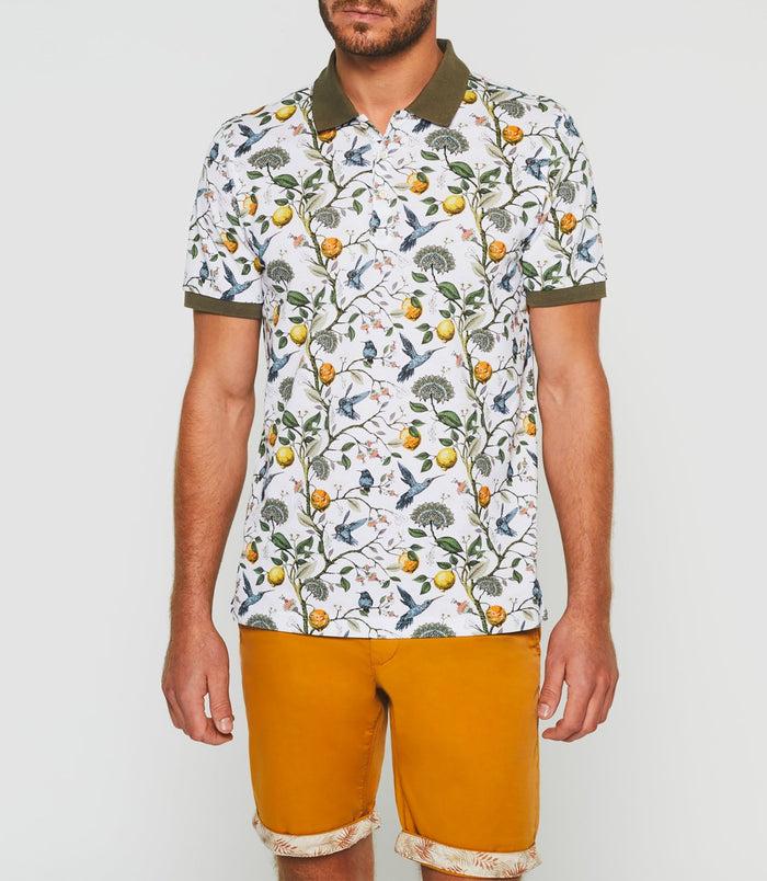 Izac Polo Manches Courtes Blanc Et Kaki "Gabi"
