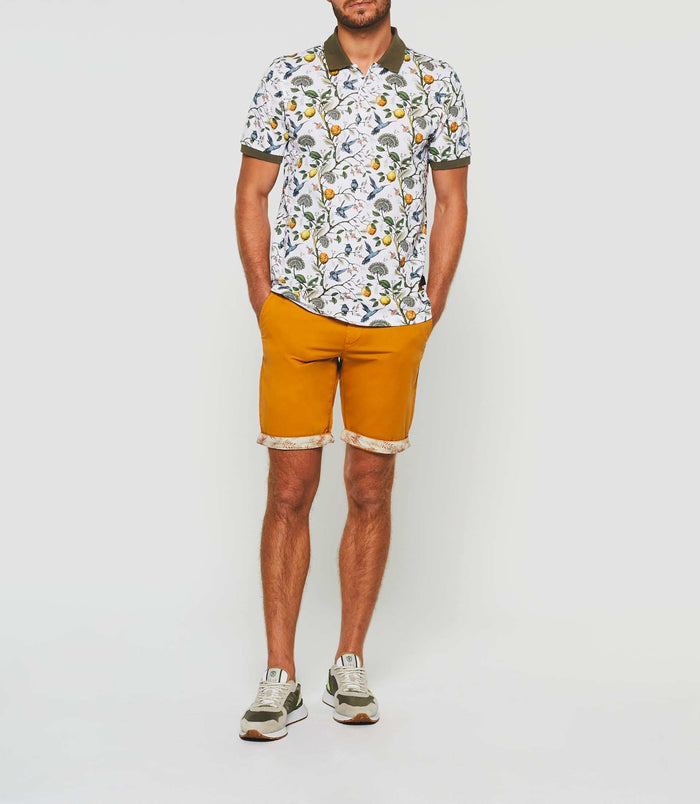 Izac Polo Manches Courtes Blanc Et Kaki "Gabi"