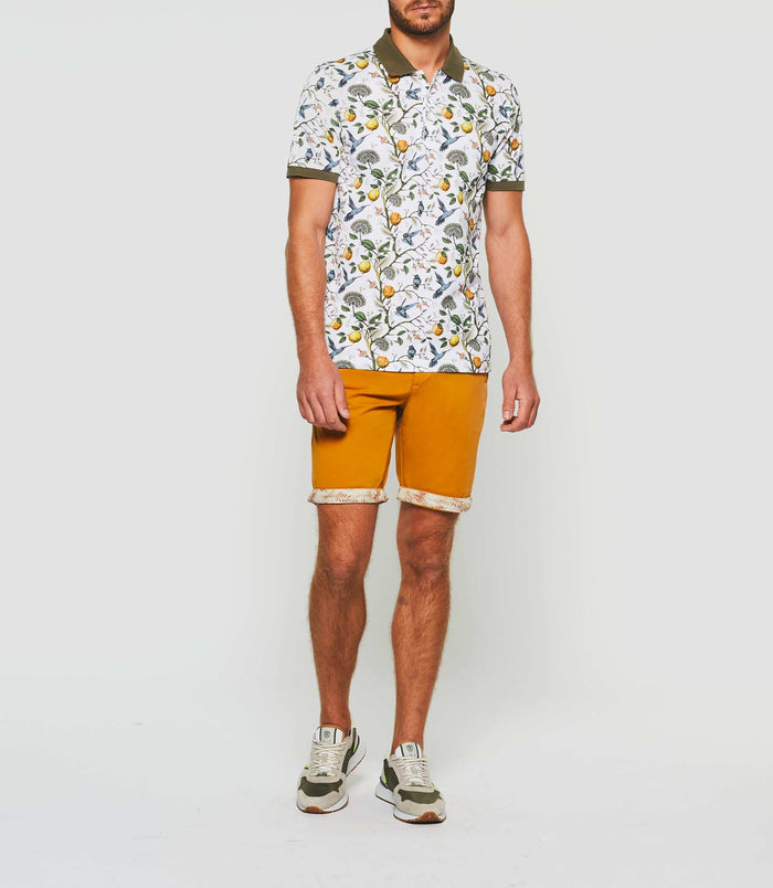 izac Polo manches courtes blanc et kaki "Gabi"