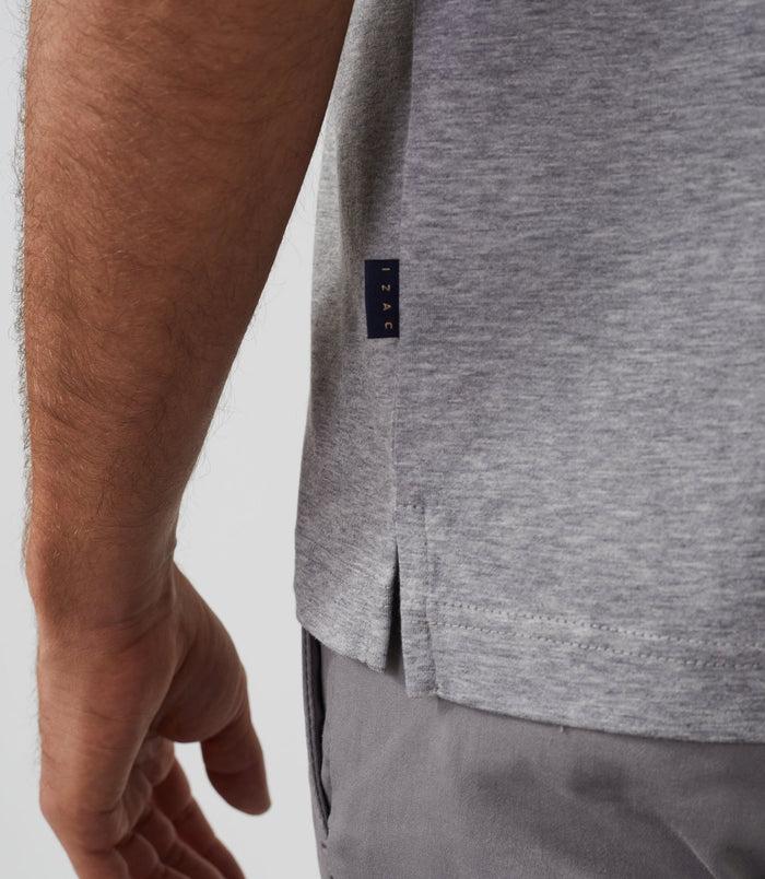 Izac Polo Manches Courtes Gris Chiné "Dorian"