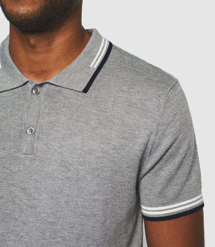 Izac Polo Manches Courtes Gris Chiné "Gerald"