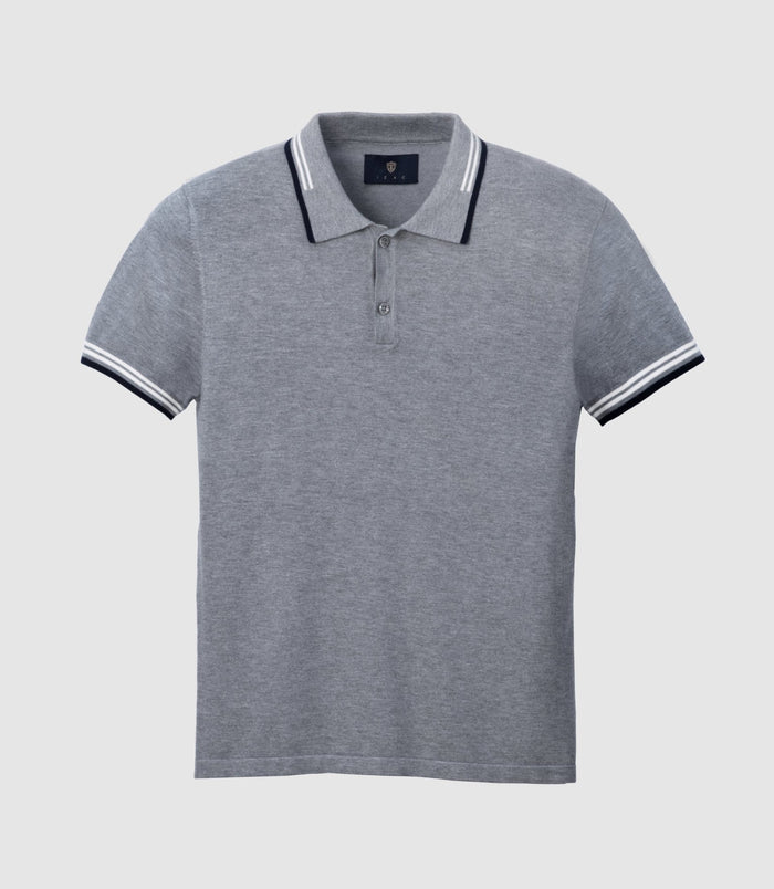 Izac Polo Manches Courtes Gris Chiné "Gerald"